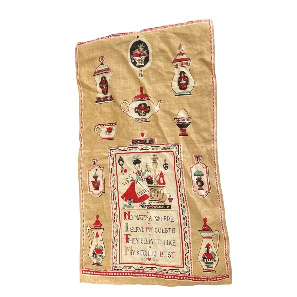 Vintage Fallani & Cohn Linen Tea Towel Grandma Kitchen Cottagecore